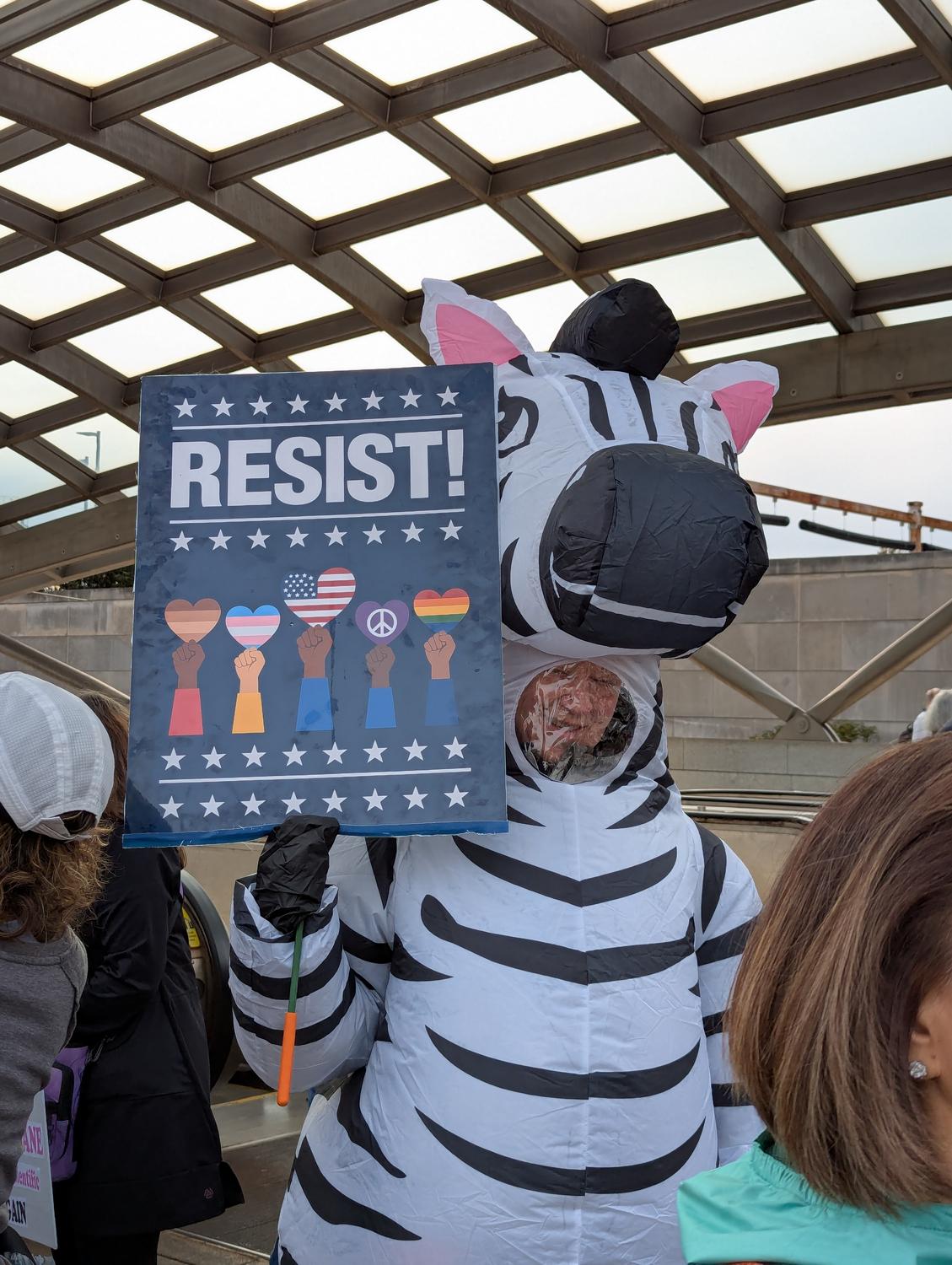 Zebra with resist sign